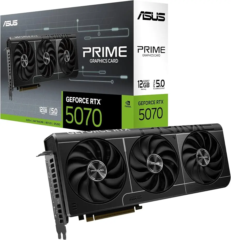 ASUS Prime NVIDIA GeForce RTX 5070 SFF-Ready Graphics Card, PCIe 5.0, 12GB GDDR7, HDMI/DP 2.1, 2.5-Slot, Axial-Tech Fans, Dual BIOS, 3-Year Warranty