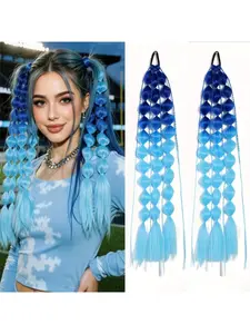 2pcs 24" Lightweight Colored Hair Extensions for s Bubble Ponytail Extension with Hair Tie, Ombre Hair Day Accessories for Girls