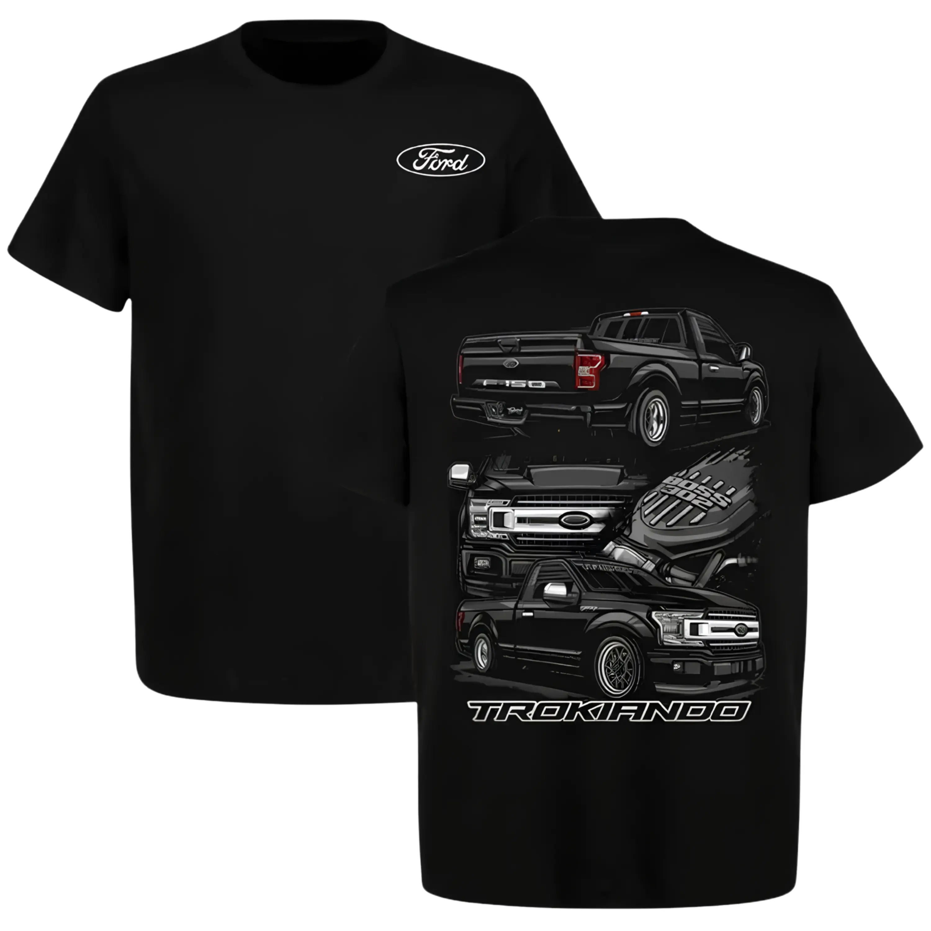 Trokiando Ford F150 T-Shirt, 2 Sides, Boss 302 Takuache Graphic Tee