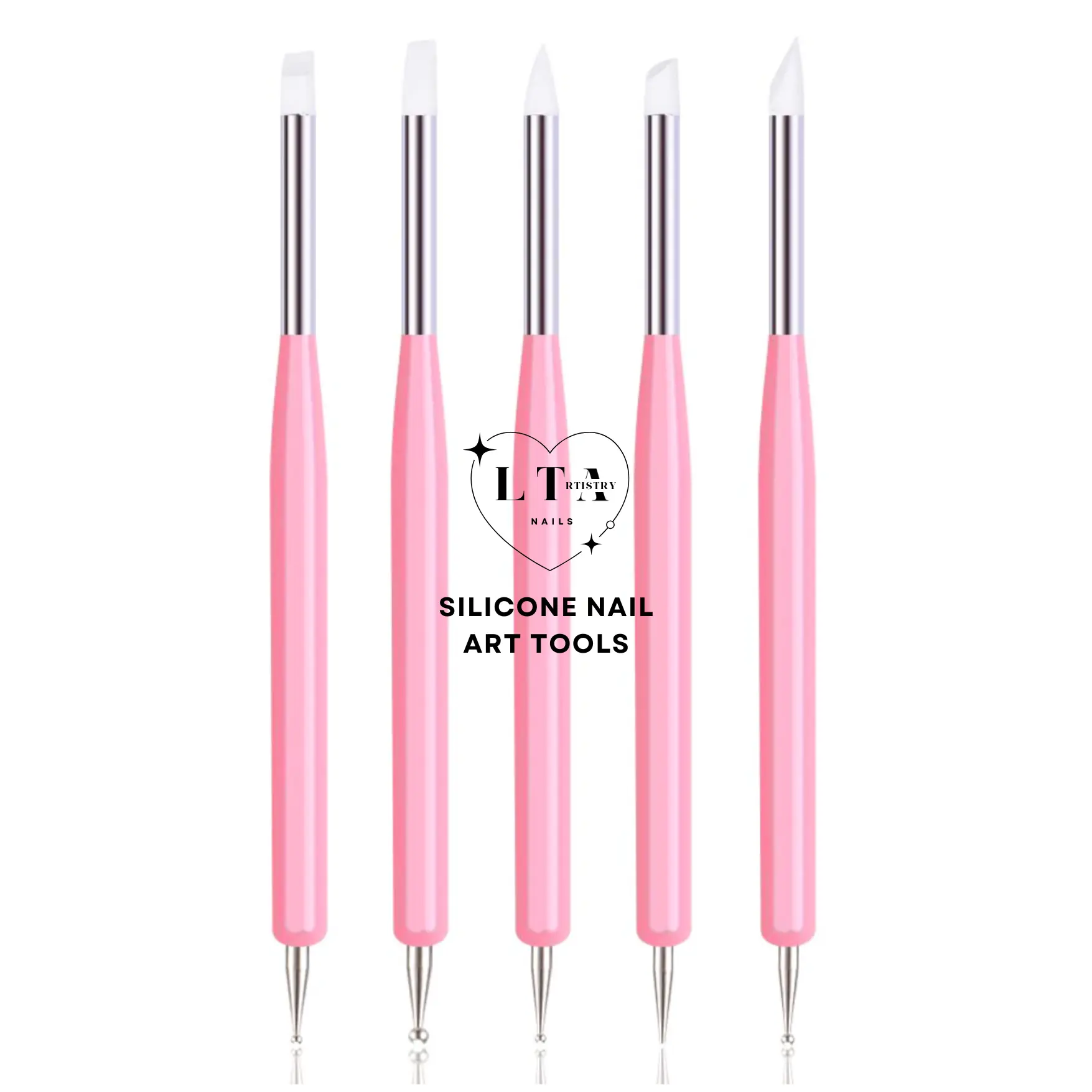 Double-Ended Silicone Nail Art Tools - Set of 5 Shape Sculpt & Dot Precision Tools for 3D Nail Art & Gel Blending