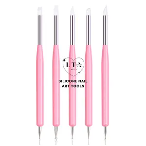 Double-Ended Silicone Nail Art Tools - Set of 5 Shape Sculpt & Dot Precision Tools for 3D Nail Art & Gel Blending