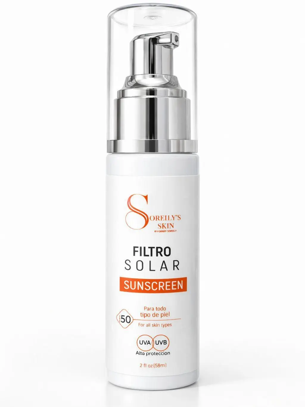 Soreily 4 fl oz Classic Facial Sunscreen & Sun Care for Adults, SPF 50+, 50% Coverage, All Skin Types, Face-Use Repairing Skincare Product with Vitamin C