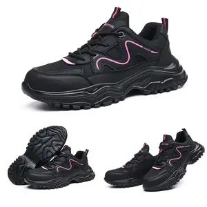 Women's Work Safety Shoes Lightweight Puncture-Resistant Steel Toe Boots Non-Slip EVA Sole Cushioning Soft Insole for All-Day Comfort