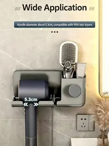 Wall Mounted Hair Dryer Holder, Hair Dryer Storage Rack, Bathroom Convenience Storage Holder, Home Organizer for Bathroom