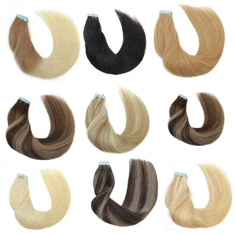 Tape in Hair Extensions Human Hair  50g 20Pcs/Pack Silk Straight Seamless Skin Weft Tape in Extensions Real Human Hair 4c bundles