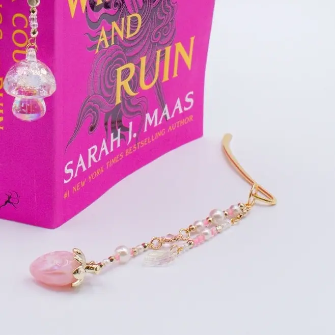 Strawberry Love Jeweled Bookmark, Booktok, Bookish, Girly Bookmark, Gift For Book Lover