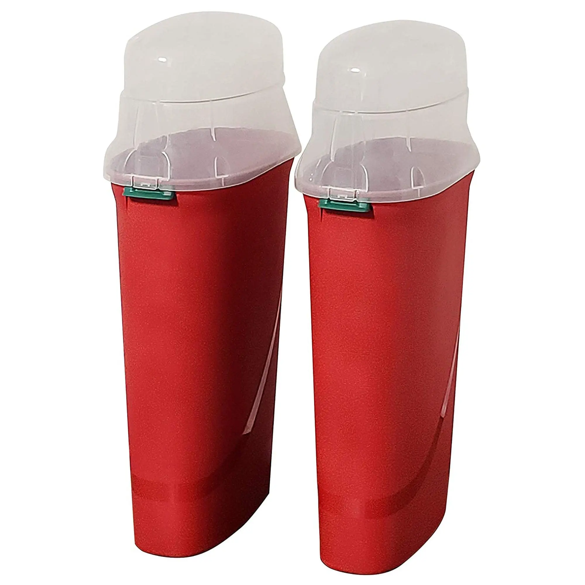 HOMZ 30-Inch Vertical Gift Wrap Storage Container Box, Red, Clear Lid (2 Pack) Lightweight Organiser