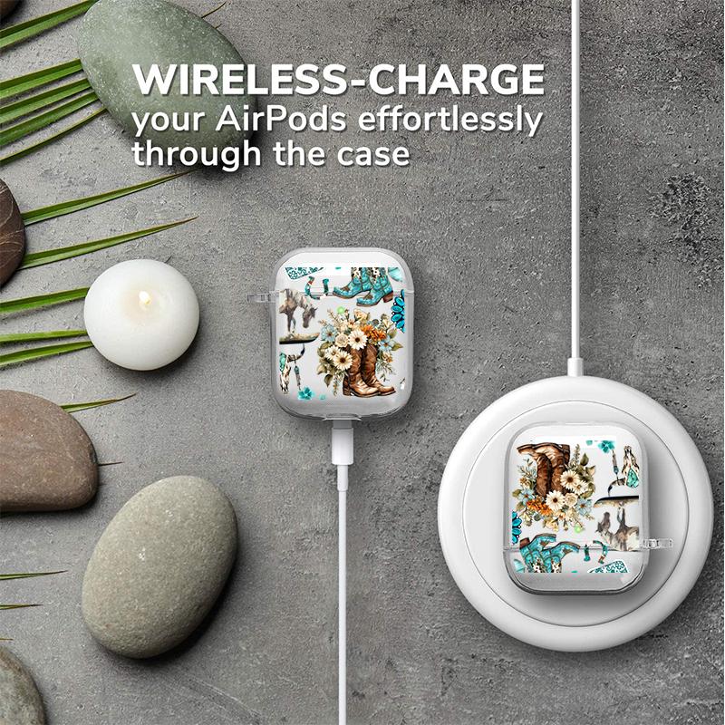 Western Charm Collage Pattern TPU Soft Protective Case for Apple AirPods 4/3/2/1/Pro/Pro2 Transparent Earphone Cover with Keychain Attachment Western Charm Collage Pattern TPU Soft Protective Case for Apple AirPods 4/3/2/1/Pro/Pro2 Transparent Earphone Cover with Keychain Attachment
