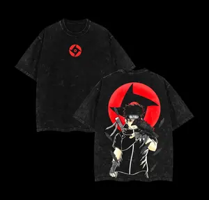 Shisui Uchiha x Naruto Anime Double Printed Vintage Washed Tee Unisex Oversize Anime Manga Washed Heavyweight Cotton T-shirt Naruto Merch ShiShui Fan