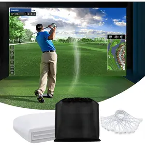 Golf Simulator  Screen Display Projector Screen for Golf , Indoor Ultra Clear Golf  Screen, with 14 count Grommet Holes, 16 count Ball Bungee Cords, in 5 Sizes