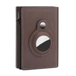 Men's Triple fold Wallets Card Holder Compatible for Air Tag, RFID Blocking, Slim Minimalist 6-9 Card Capacity with ID Window and Cash Slot