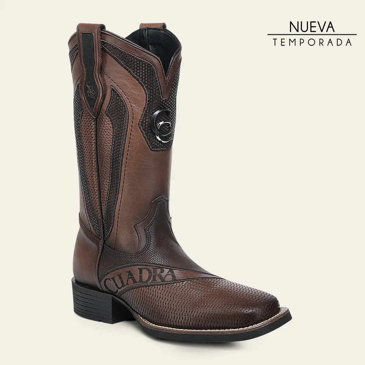 Honey Embroidery & Laser Square Toe Boot CU986