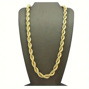 Men's Rope Chain Necklace - Solid Gold Plated Fashion Jewelry - Classic Hip Hop Style, Durable and Stylish Men's Accessories
