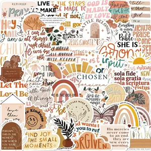 Bible Verse Sticker, 50pcs/1000pcs Boho Style Decorative Sticker, DIY Decals for Water Bottle, Laptop, Phone Case, Scrapbooking, Journal Making, Ornaments