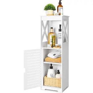 Waterproof Bathroom Cabinets,White Bathroom Storage Shelf Organizer Cupboard with Daily use Layer and 1 Cupboard Door (XX)