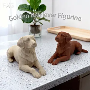 Realistic Golden Retriever Figurine, High Precision Print, Living Room Decor, Christmas Gift, Warm Home Decoration