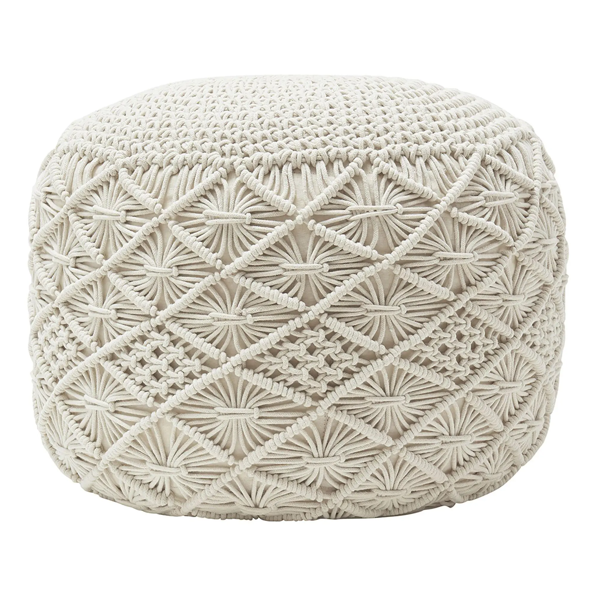 Ornavo Home Macrame Hand Knitted Braid Cord Pouf Ottoman Ornavo Home Macrame Hand Knitted Braid Cord Pouf Ottoman