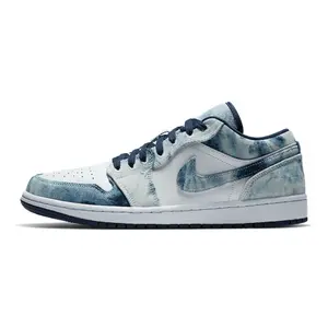 Jordan Air Jordan 1 Low SE Washed Denim Leather CZ8455-100 Comfortable and versatile, durable, low-top, retro basketball shoes for men White/Blue