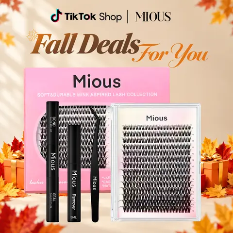 Mious Flora Premium Lash Clusters Kit for Adults, 8-18mm Mixed Length D-Curl Cosmetic Eyelash Extensions, High Quality BASF Fibers, Lightweight Waterproof, Bond & Seal, Tweezers & Remover, DIY Use