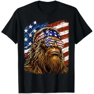 Bigfoot Patriotic Sasquatch American Flag 4th of July Men T-Shirt