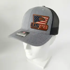 USPS Liberty Mail USA Flag Leather Patch Mesh Hat for Men Women Patriotic Snapback Trucker Cap Independence Day July 4th Celebration Outdoor Baseball Hat Casual Summer Fashion Accessory