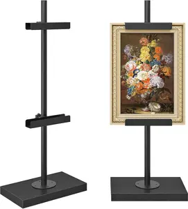 Adjustable Tabletop Easel Stand up to 24", Stable Metal Picture Frame Stand for Display Artwork, Photo, Signs, 9.4" x 5.9" Table Top Easel for Office, Living Room, Bedroom, Black TCJ24BB