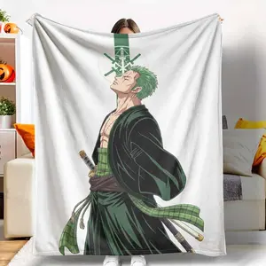Samurai Warrior Flannel Blanket Anime Swordman Print Design Soft Cozy Warm Lightweight Plush Throw Perfect for Bedroom Living Room Sofa Office Gift Decor tiktokshopspringglowup