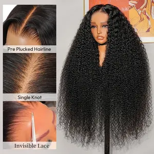 [West Kiss] Glueless Ready Go Human Hair Curly 5x5 Closure Wigs Glueless Pre Cut Pre Bleached Wig For Women