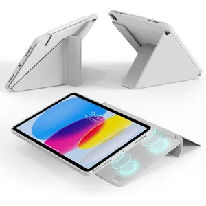 Case for iPad mini 6/7 、iPad 10th/11th Gen、Air 4/5/6/7、Air 13 pro 12.9、Pro11 inch - Magnetic Detachable Y-Shaped Cover, Clear 360 Rotating Backshell & Multi-Angle Stand, Auto Wake/Sleep, Gray