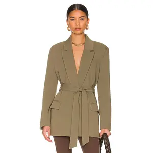 Bardot Belted Blazer in Khaki