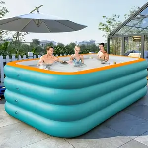 Multi-Size Super Large 3-Ring/ 4-Ring Inflatable Swimming Pool Outdoor Swimming Pool, Thickened And Tall Square Family Inflatable Swimming Pool, Suitable For Outdoor, Courtyard, Family Gathering
