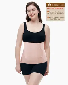 Momcozy Ergowrap Postpartum Belly Band for Natural and C-Section Recovery, Abdominal Binder with 3D Abdomen Lifting & Ergonomic Back Support, Seamless Belly Wrap Shapewear for Post Surgery Recovery——Standard