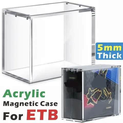 8mm+5mm Thick Sturdy Acrylic Clear Display Case - Magnetic Closure Scratchproof UV-Resistant | Stackable Dustproof Waterproof Luxury Stronghold for ETB Booster Box Display Rare Cards Collectibles