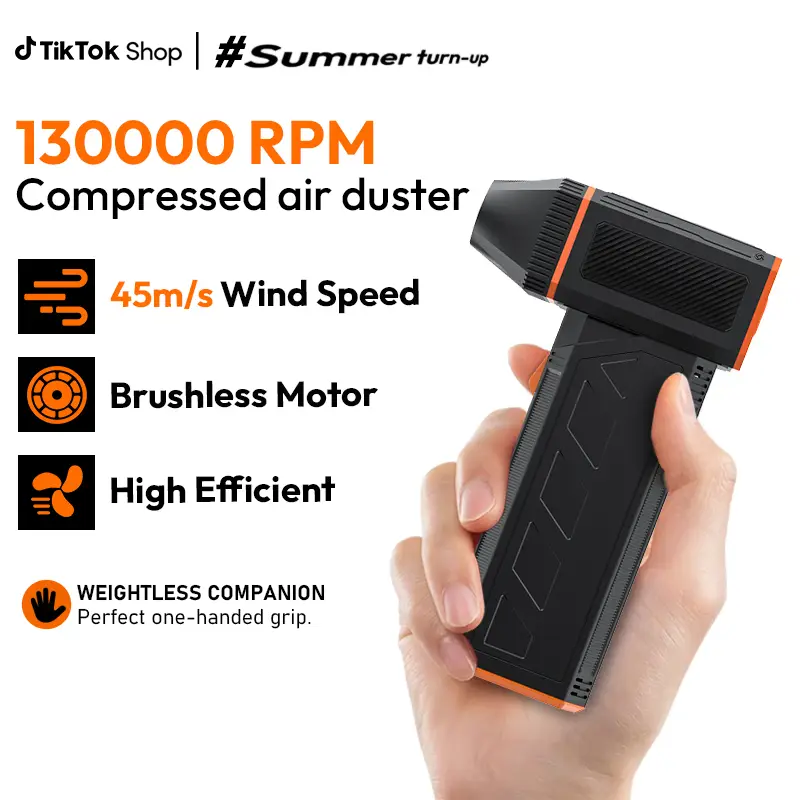 Electric Air Duster - 130000 RPM, Reusable, 3-Speed Adjustable Turbine Air Compression Blower, Compressed air duster,Suitable for Computer Keyboard,