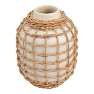 White Rattan Vase