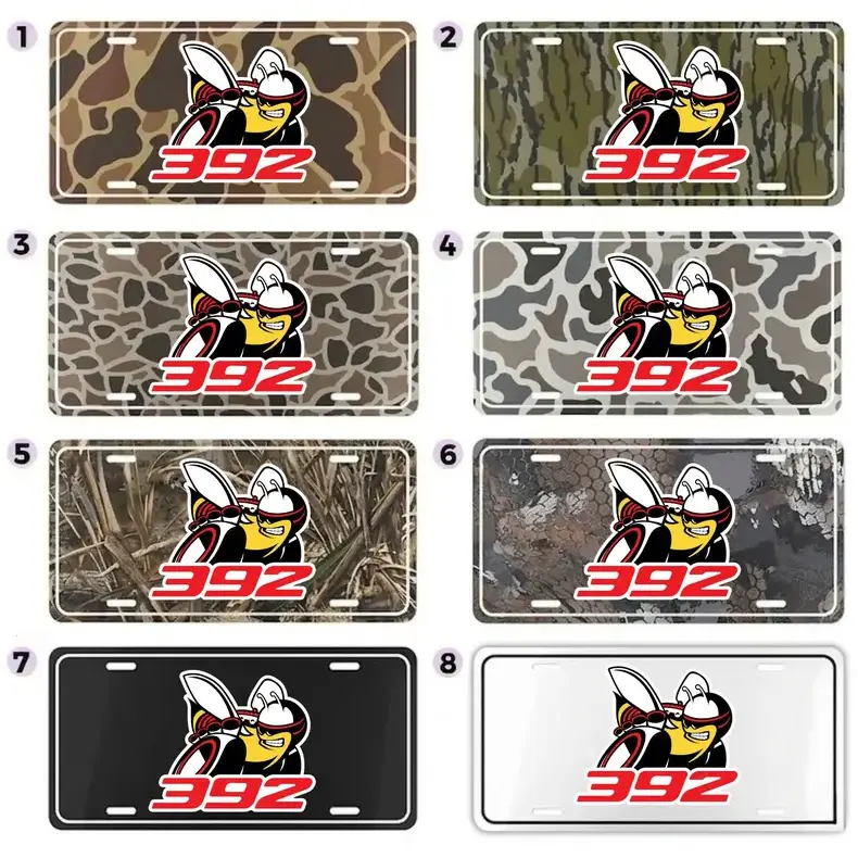 Scat Pack Bee 392 Hemi Camouflage License Plate, Mopar Muscle Car Vanity Front Tag for Challenger Charger, Rugged Camo Auto Decor, Perfect Gift for Him, 12x6 Inch Durable Metal Plate Accessory