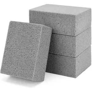 4 Pack Grill Cleaning Bricks, Pumice Stone for Cleaning Oven, Stove, BBQ Grill, Commercial Grade Cleaner for Cookers, Frying Pans, Racks, Flat