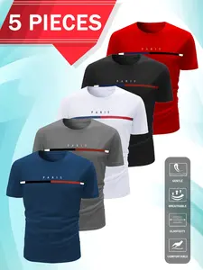Men's Fashionable Short Sleeve Shirts, Quick-Dry Gym Training Tops, Casual Outdoor Stylish T-Shirts, Novel Sleepwear, Daily Wear, Gym Athletic Clothes