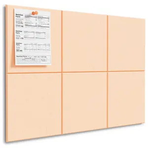 MaxGear Large Cork Board for Wall 36" x 24", Peach Beige Bulletin Board, 6 Pack Felt Wall Tiles with Pushpins, Cork Boards for Office Push Pin Board Tack Board Felt Board