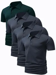 Men's Solid Color Polo Shirt, Regular Fit Casual Short Sleeve Collared Top for Summer, Fashion Men's Clothes for Daily Wear