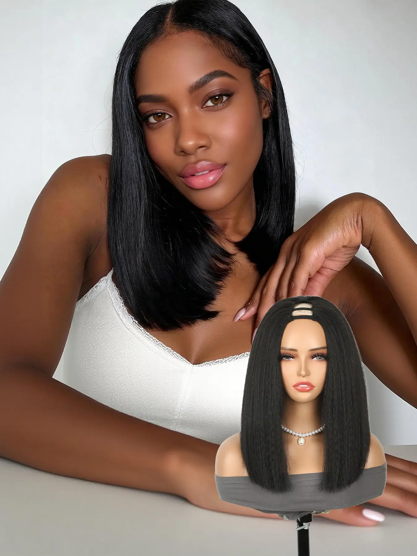 Lehanhair 14 Inch 24 Inch Synthetic Heat Resistant U-Shape Straight Hair Wig High-Quality Wig for Women, Perfect for Holidays and Daily Wear, Synthetic Hair Wigs