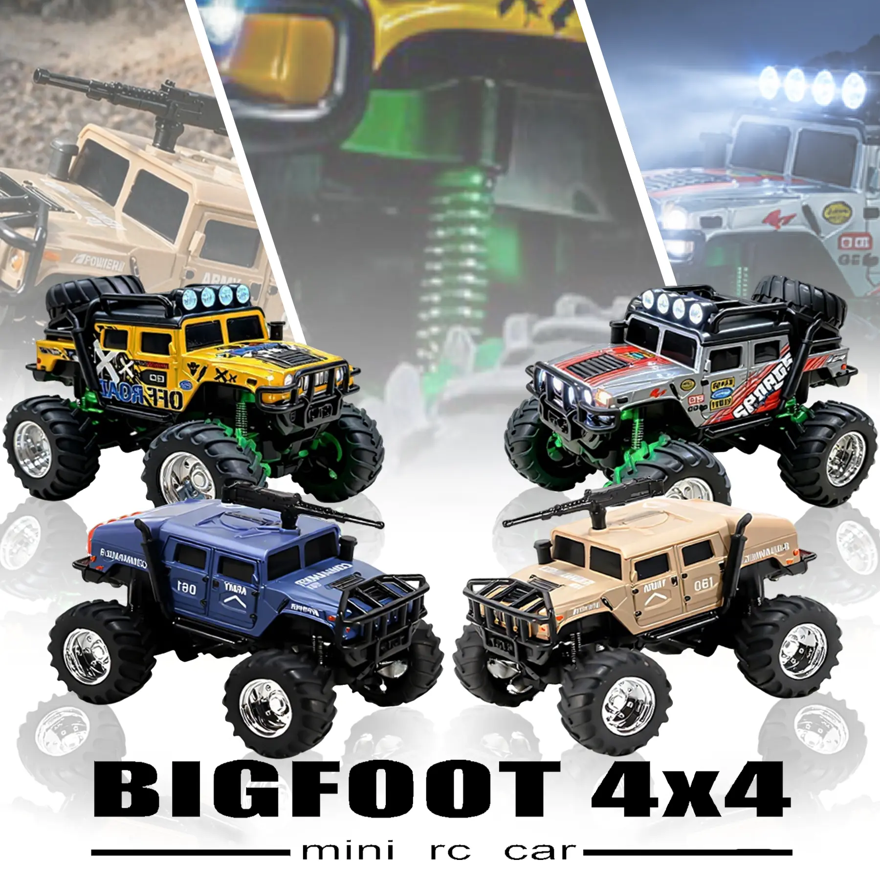 RC Cars 1:64 Mini Metal Shell Monster Truck with LED Lights, 3 Speed Adjustable, Dual Control, Desktop Entertainment, Gift for Kids rccars minirc monstertruck