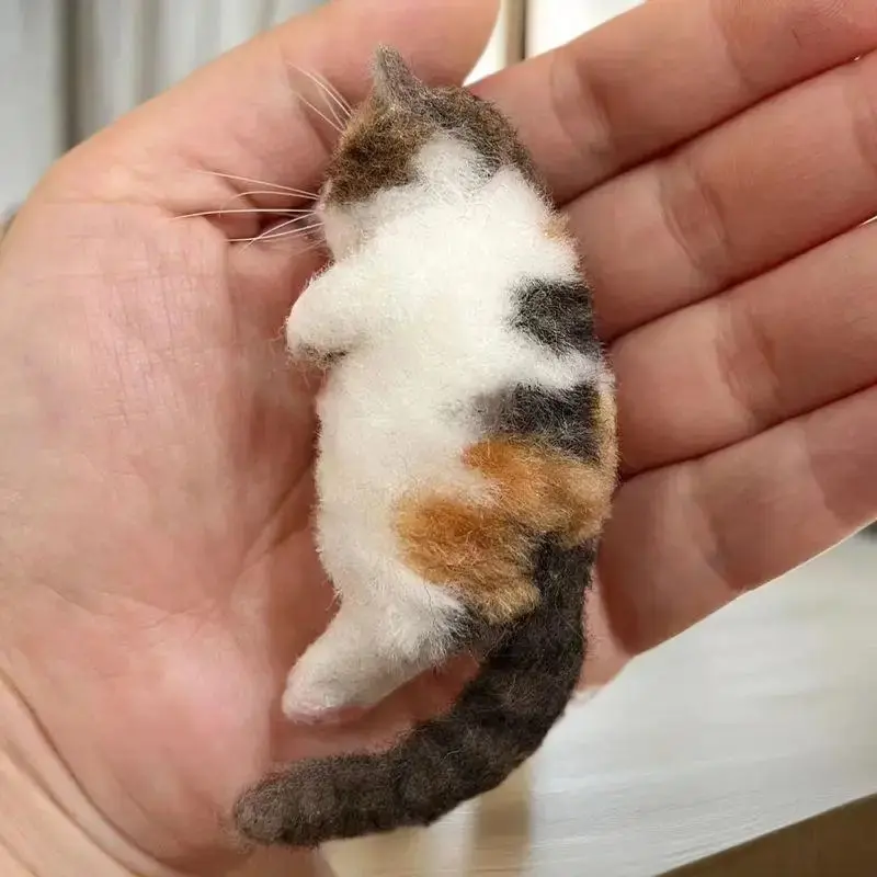 DIY Wool Sheep Handmade Cat Needle Felting Kit, Beginner Needle Felting Material Pack, Handmade Animal Gift