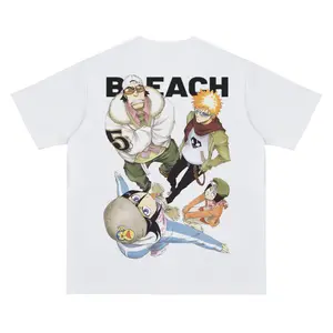 Bleach "Karakura Town Crew" Vintage Oversized Tee Anime T-shirt 100% Cotton Original Design Men's Top for Fans Menswear Tshirt