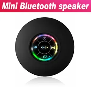 Mini Bluetooth Shower Speaker with LED light, Portable IPX4 Waterproof, Hands-Free Speakerphone. Rechargeable Using Micro USB, Wireless Stereo for Beach, Shower & Home