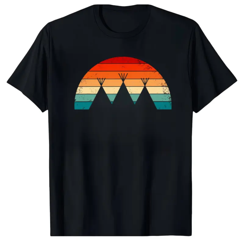 Men's Vintage Native American Tribal Turquoise & Southwestern Rainbow Feather Design T-Shirt - 100% Cotton Soft Round Neck Short Sleeve, Casual Everyday & Festival Wear