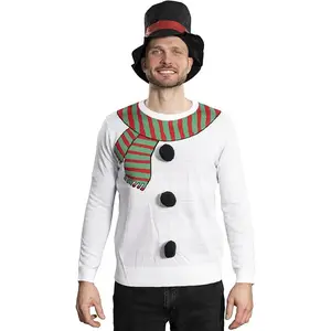 I Am the Snowman Knitted Ugly Christmas Sweater Top Hat Costume Set