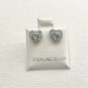 Sterling Silver 925 CZ Heart Stud Earrings Love Jewelry