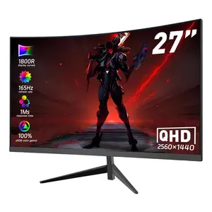 27" Curved QHD 2K Gaming Monitor 165Hz 1ms Fast IPS, 120% sRGB, HDR, Eye Care, Speakers, HDMI DP, VESA, Borderless for Esports & Gaming Setup