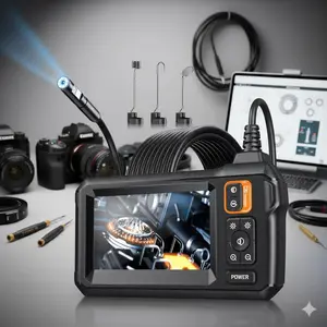 IP68 Waterproof Endoscope with Dual Probes, 4.3" Touch Screen, 1m/5m/10m Cable Options, 260° Articulation, 2600mAh Fast Charge. Ideal for Auto AC Drain, Engine Inspection, Oil & Sewer Lines, Mechanics, 4S Shops. Waterproof Borescope Camera Flashlight.